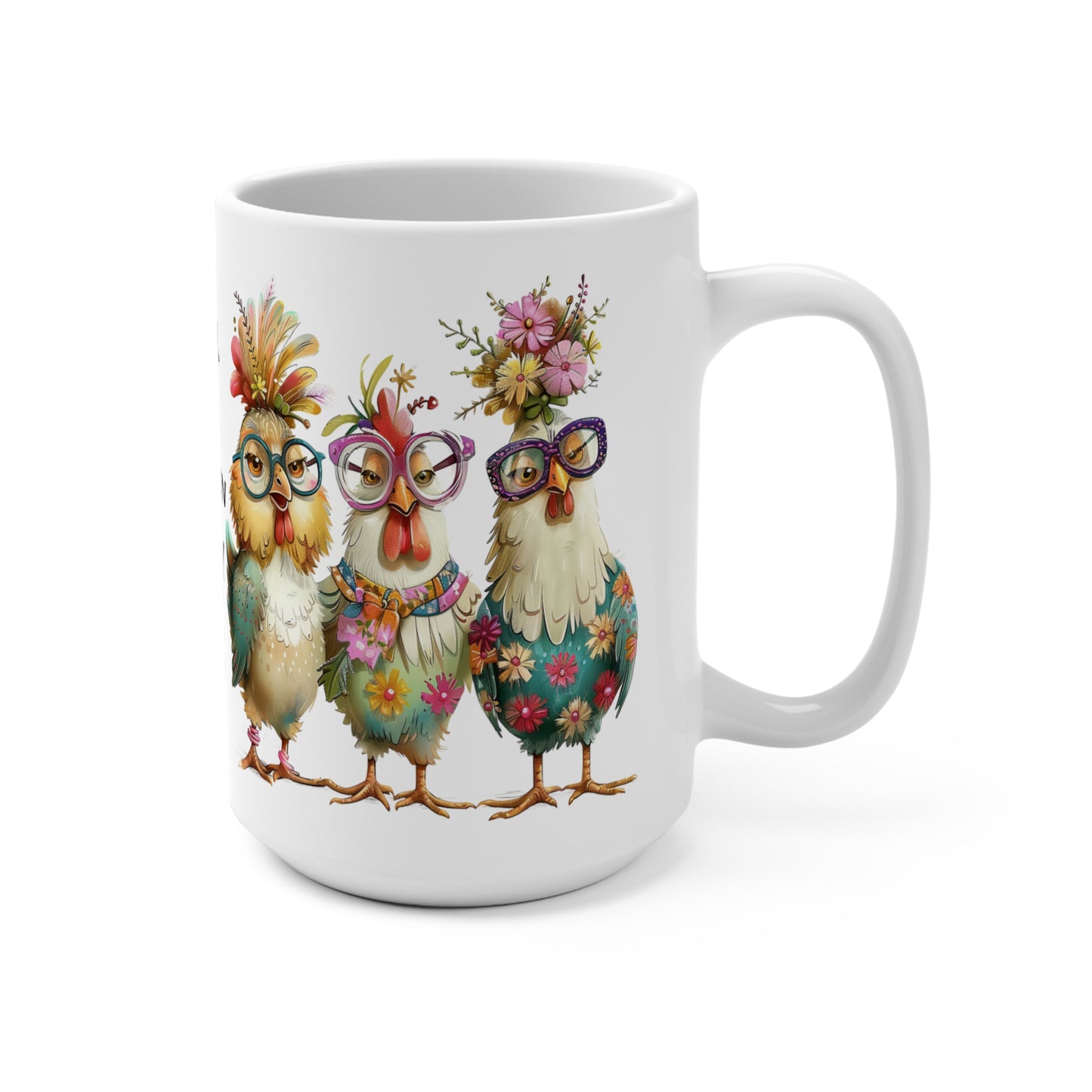 Whimsical Chicken Lady Mug