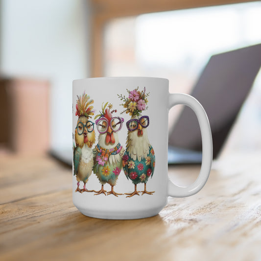 Whimsical Chicken Lady Mug